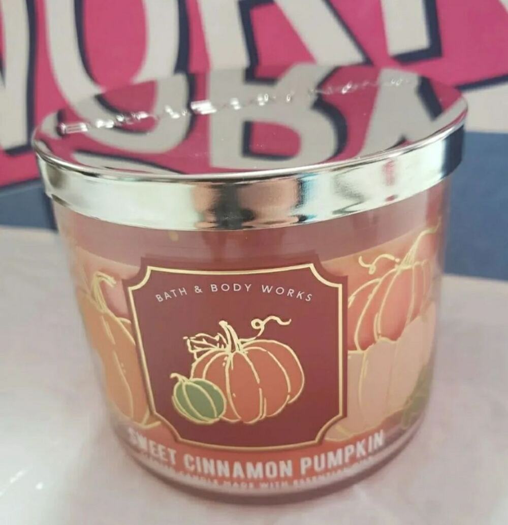BBW Sweet Cinnamon Pumpkin Large 3 Wick Candle Holiday Home Fragrance Decor